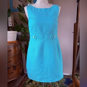 Chelsea Rose Sheath Sleeveless Dress Women Size 14 seaglass Teal/white